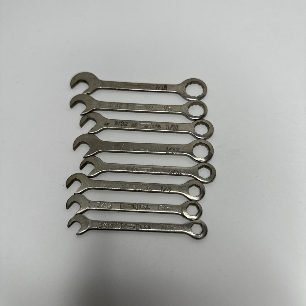 Vintage OXWALL Home & Auto Wrench Set 8 Pc Mini Made in USA SAE Combination